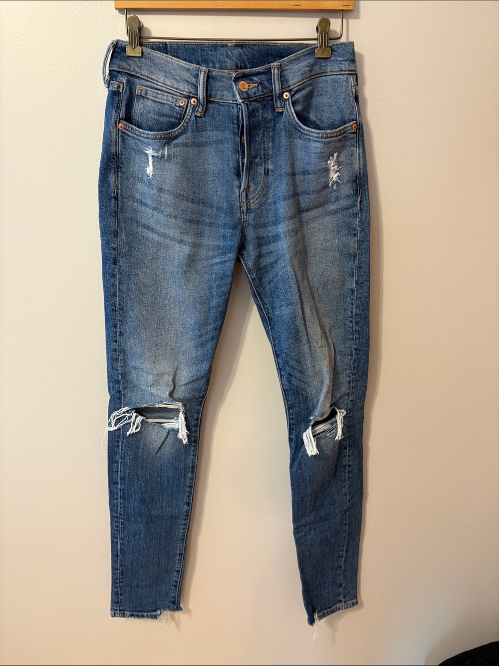 H&M Men's Blue Ripped Skinny Jeans
